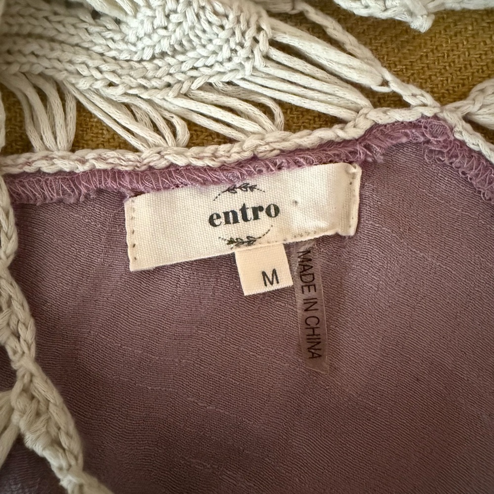 Purple and Cream Flowy Bohemian Tank - Picture 4 of 5